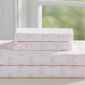 Pottery Barn Kids Twin Pink Bow Sheet Set